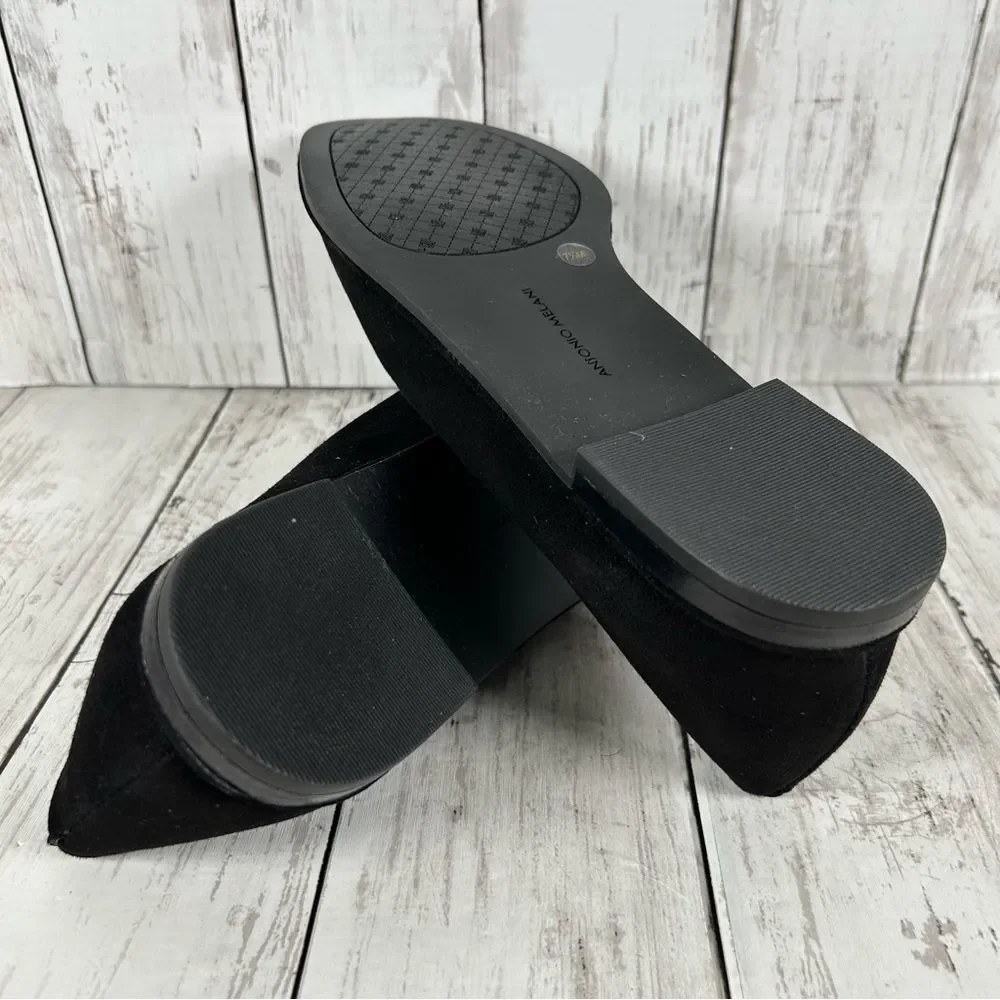 Antonio Melani Loafers 7.5 Black Suede Aaron Comfort Arch Support Flats $120
